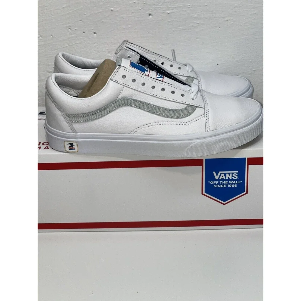 Vans Sneakers Old Skool USPS Denim White Leather Women's Size 5 New‎